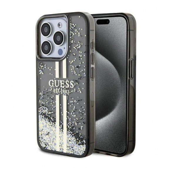 Coque Guess Liquid Glitter Gold Stripes