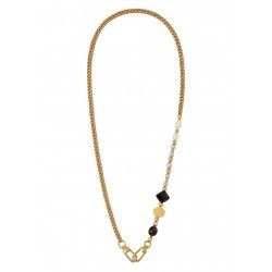 Chaine Métal Doré Et Perle
