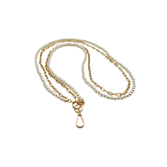Chaine Métal Doré Et Perle Blanche Chaine Métal Doré Et Perle Blanche