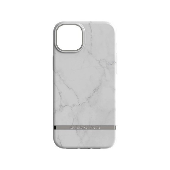 Coque Rigide White Marble Silver Details