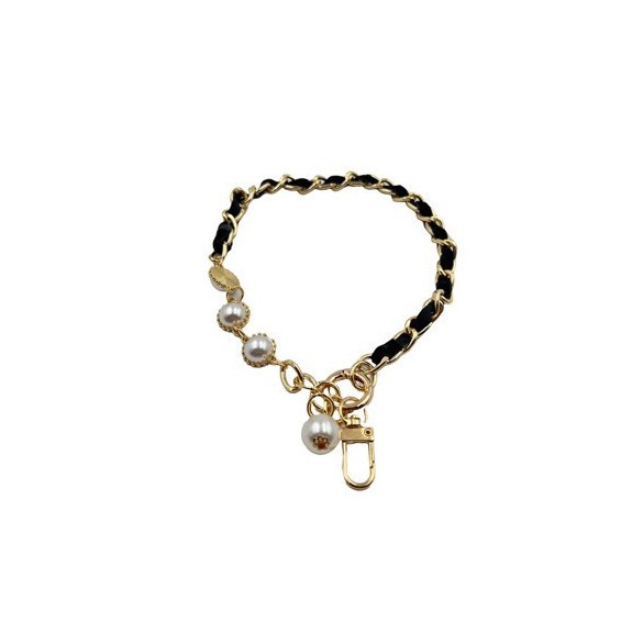 Bracelet Metal Doré Nylon Avec Perle